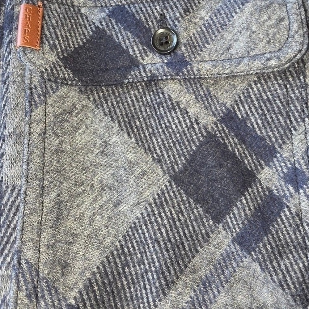 Chaps Black & Gray Plaid Flannel Shirt XXL Button-Up Stretch Soft Casual Classic - Picture 3 of 6